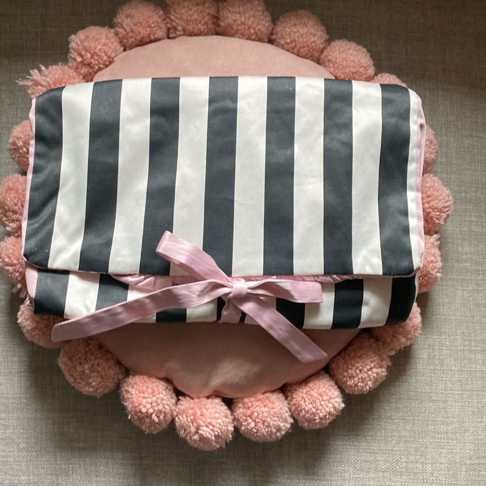 Three compartment satin lingerie travel case